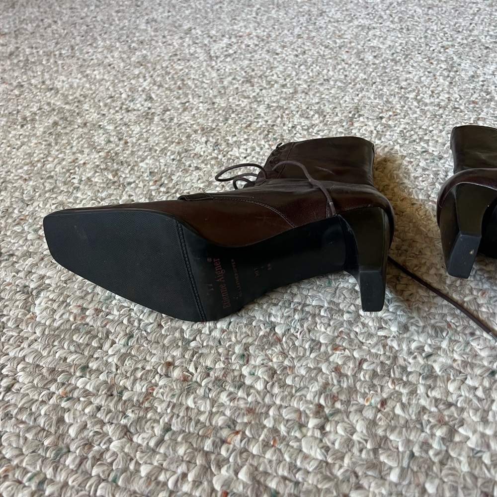 NWOT Handmade in Brazil Brown Leather Lace-Up Boots - Picture 3 of 5